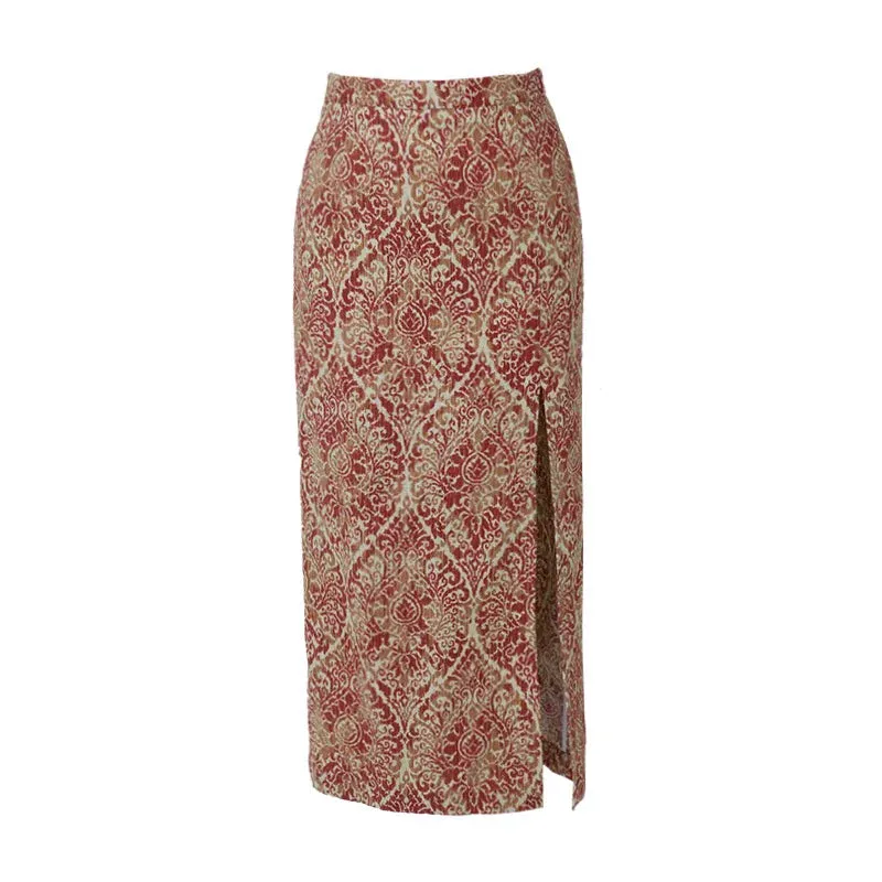 Floral High Slit Skirt