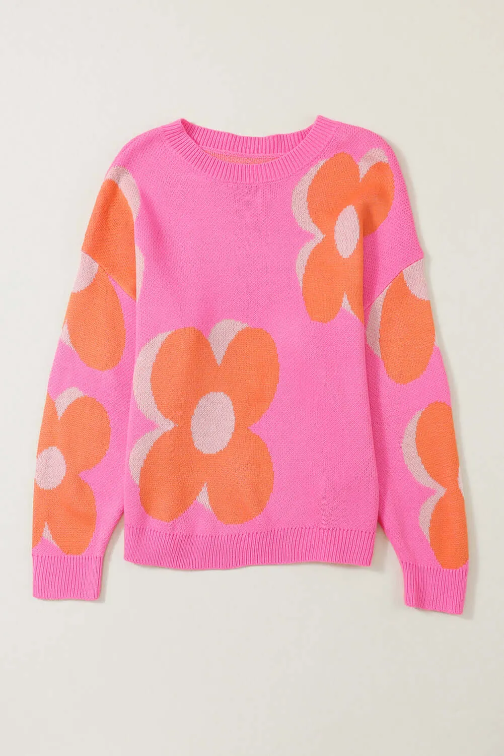 Flower Pattern Slouchy Sweater