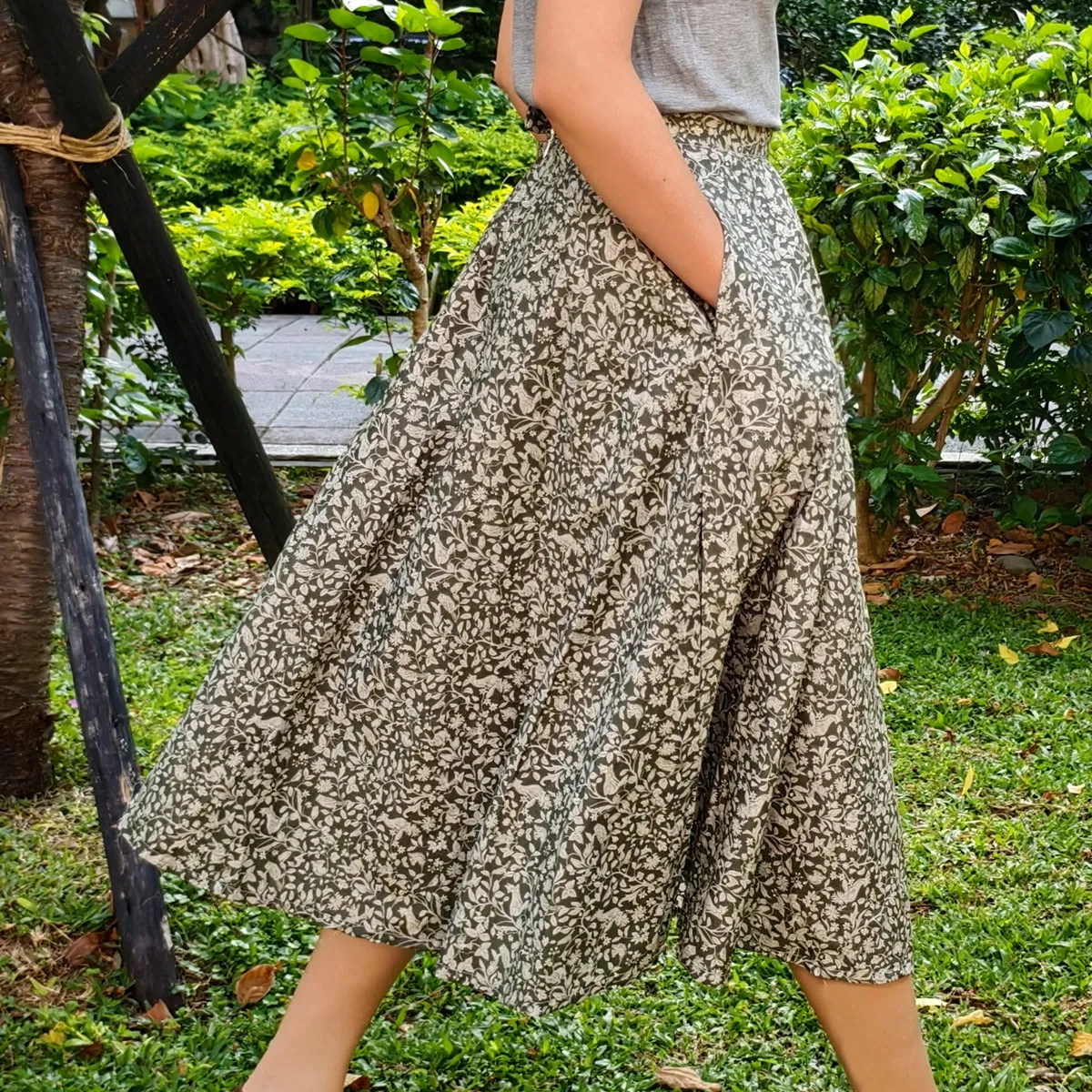 Forest Green Garden-Handmade Circle Skirt