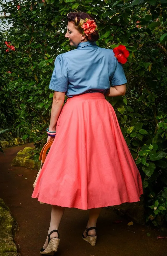 Full Circle Skirt - Juicy Raspberry Coral ONLY SIZE 8, 10 LEFT