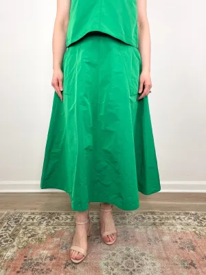 Gemma Circle Skirt in Leaf Nylon Faille