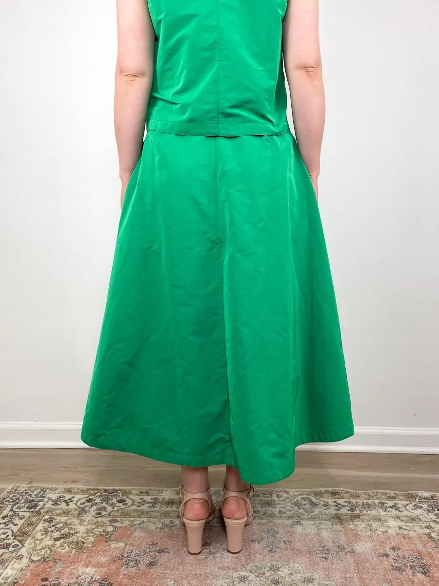 Gemma Circle Skirt in Leaf Nylon Faille