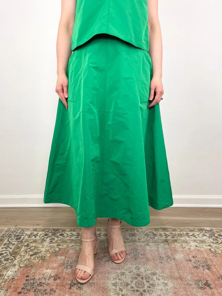 Gemma Circle Skirt in Leaf Nylon Faille