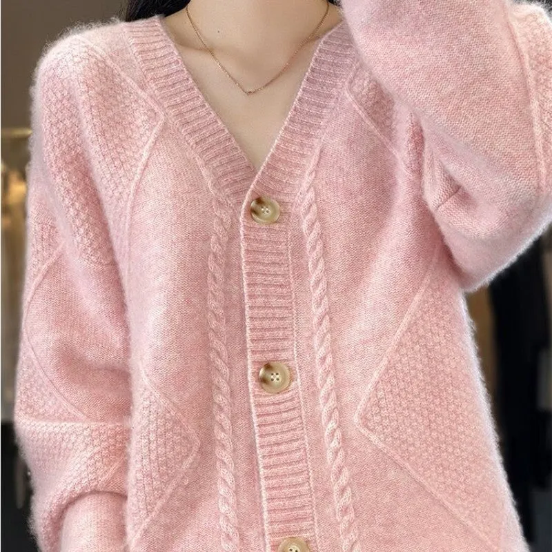 [Gift For Women] Women's Loose Slouchy Faux Cashmere Button Front Cardigan Sweaters