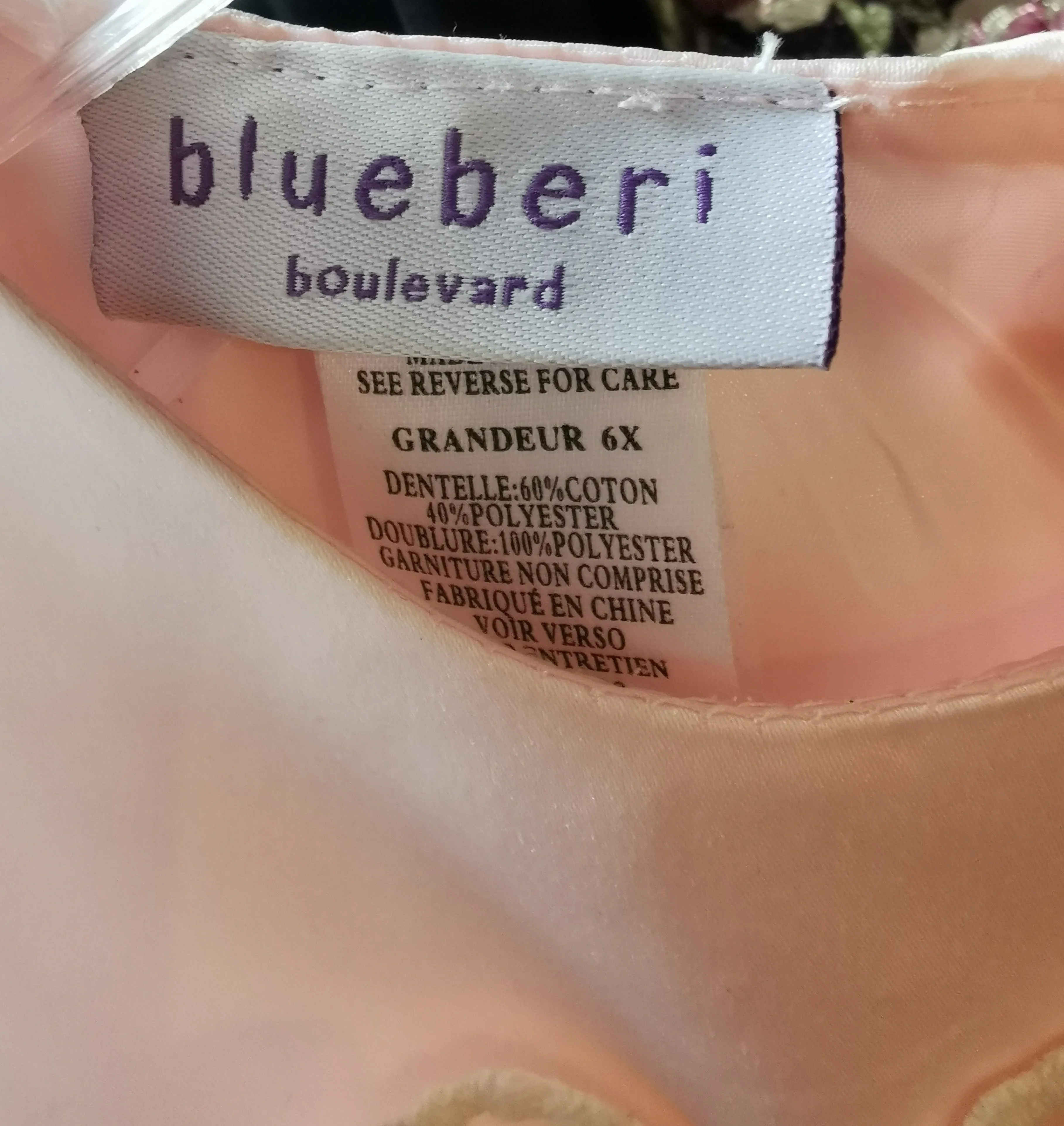 GIRL SIZE 6X - BLUEBERI BOULEVARD, Soft Pink Tulip Lace, Empire Dress EUC B37