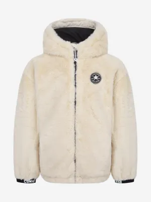 Girls Faux Fur Jacket in Ivory
