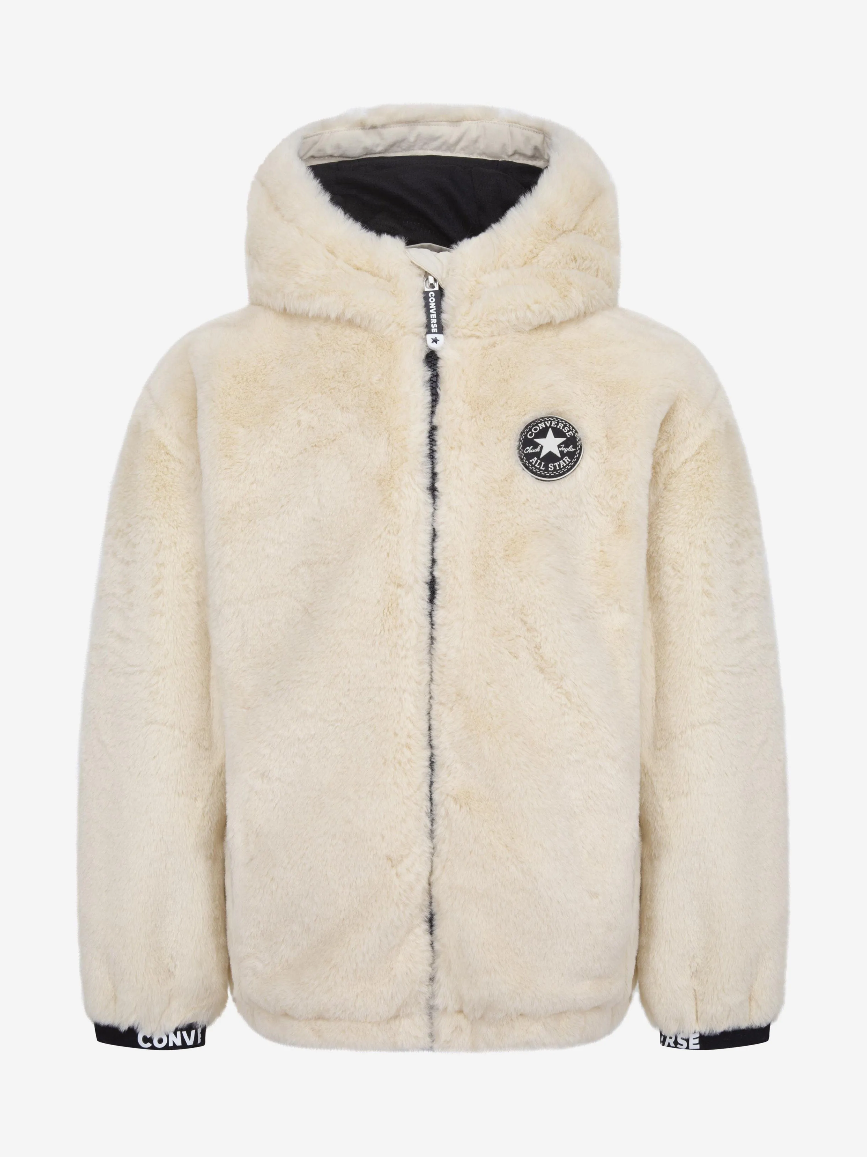 Girls Faux Fur Jacket in Ivory