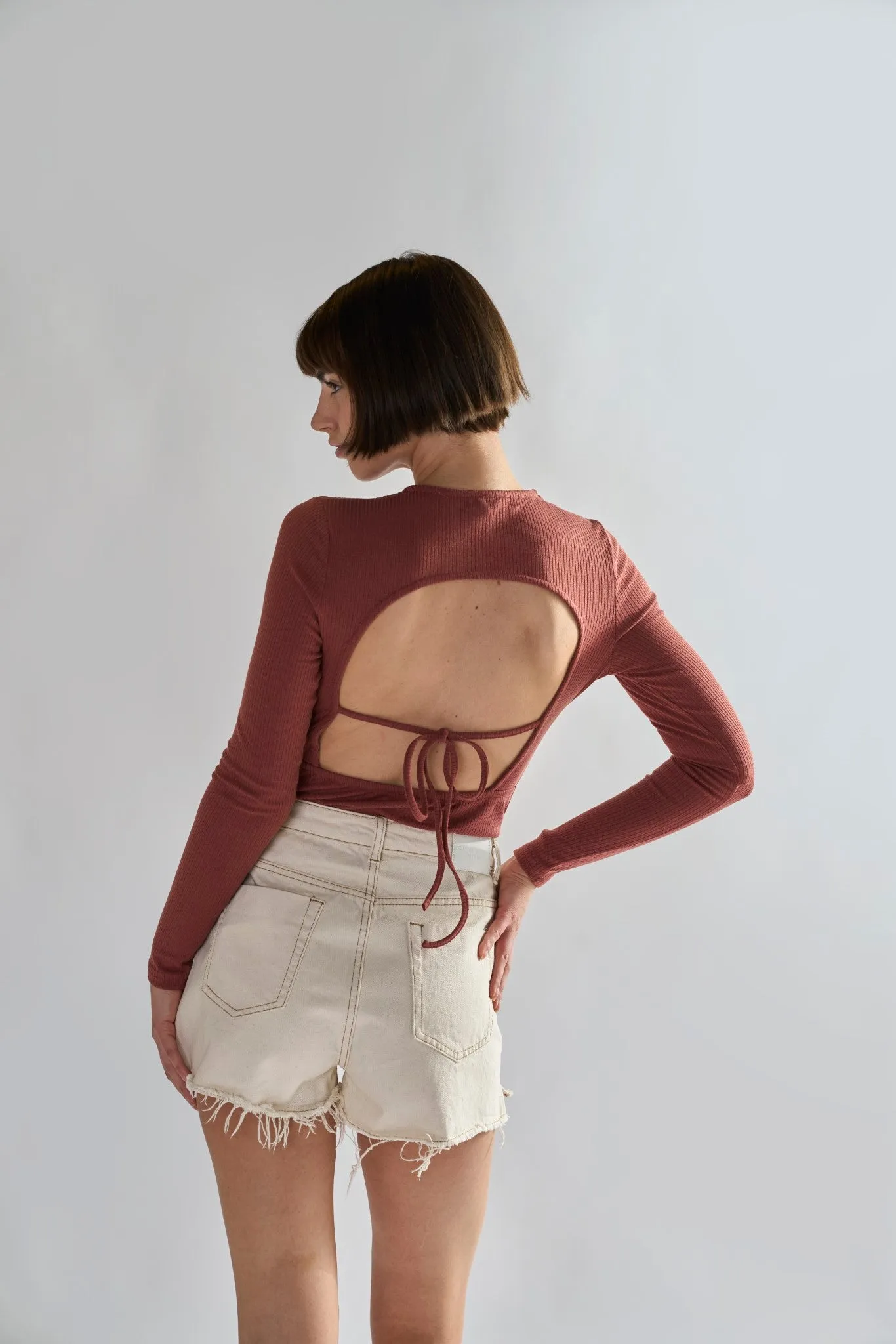 Glamorous Ecru High waisted Denim Shorts