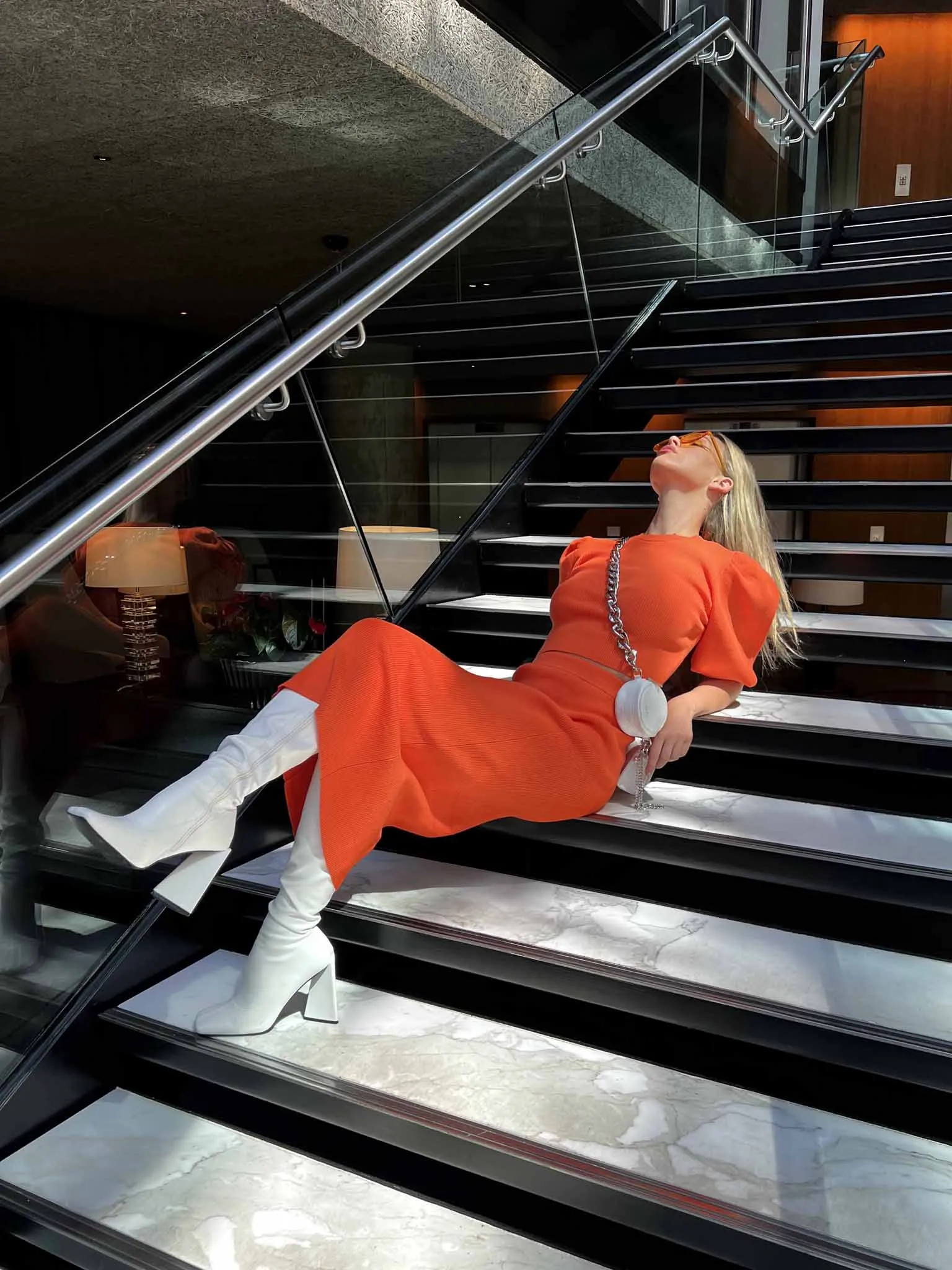 Glamorous Mandarin Orange Low Waisted Midaxi Skirt