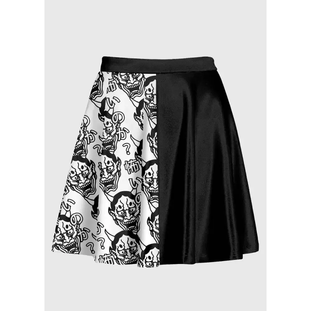 Gothic Circle Skirt Featuring Iconic Hannya Mask Design
