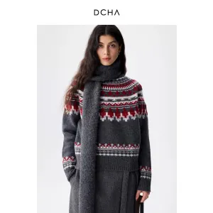 Grey Fair Isle Knit Sweater