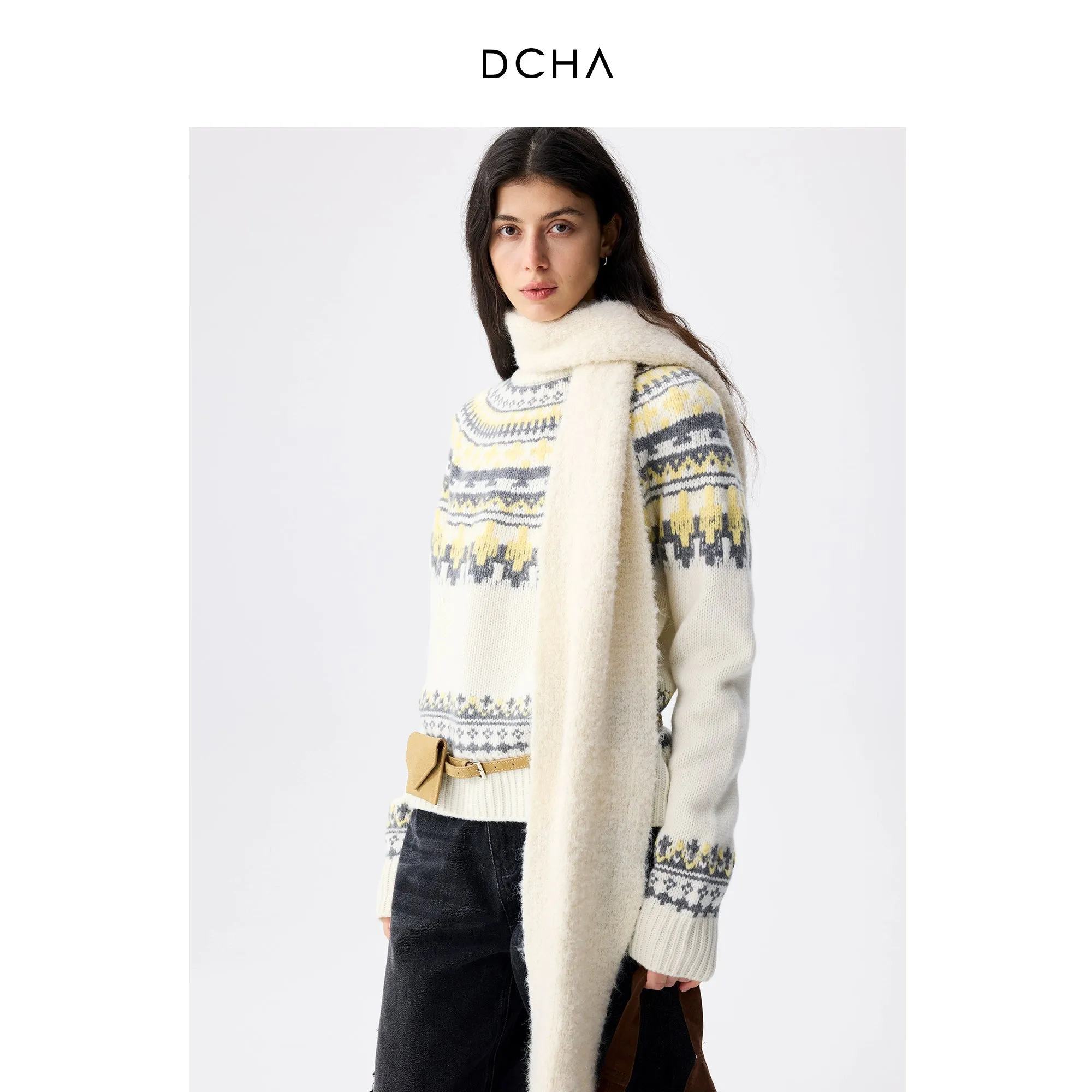 Grey Fair Isle Knit Sweater