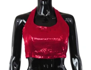 Halter Neck Red Sequin Blouse