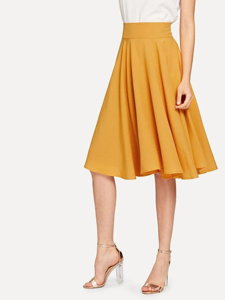 High Rise Wide Waistband Circle Skirt