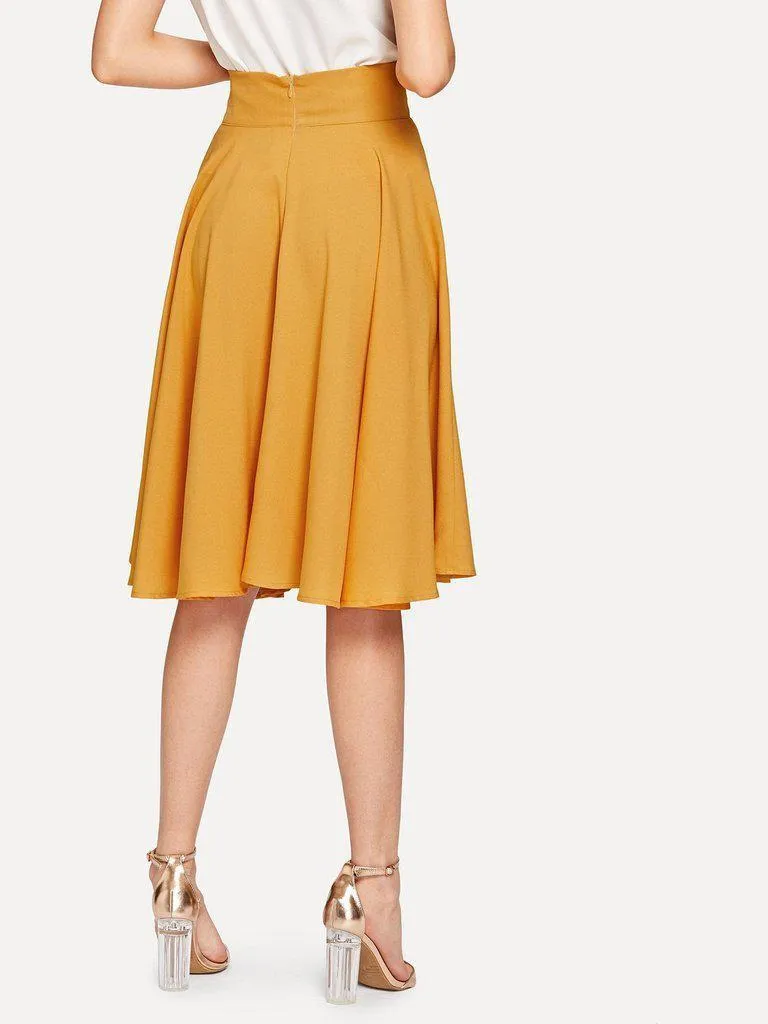 High Rise Wide Waistband Circle Skirt