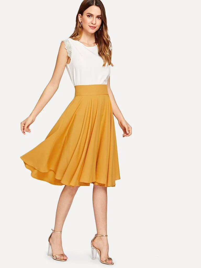 High Rise Wide Waistband Circle Skirt