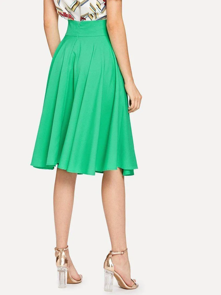 High Rise Wide Waistband Circle Skirt