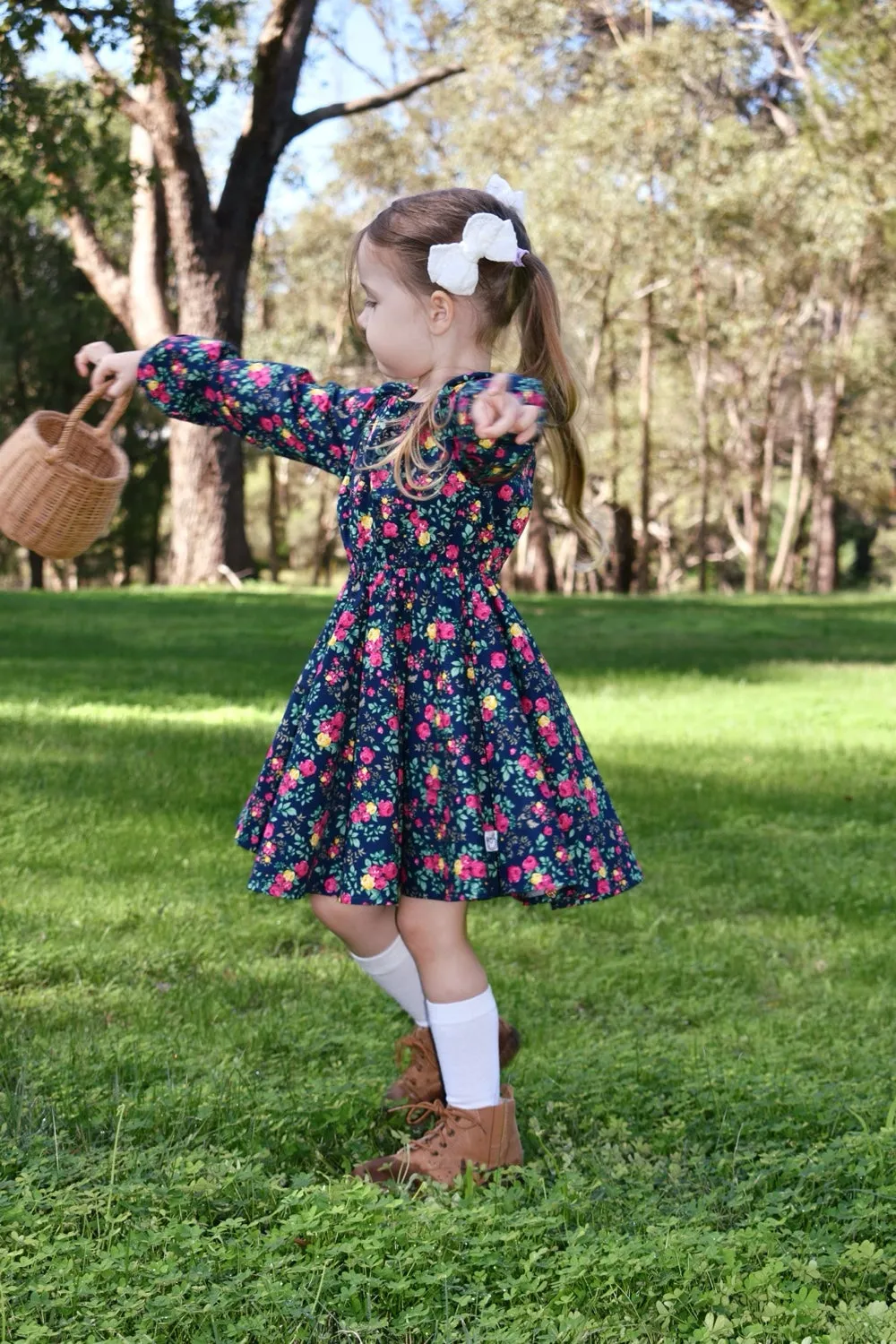 High Waisted Twirling Dress | Savannah Anne in Navy