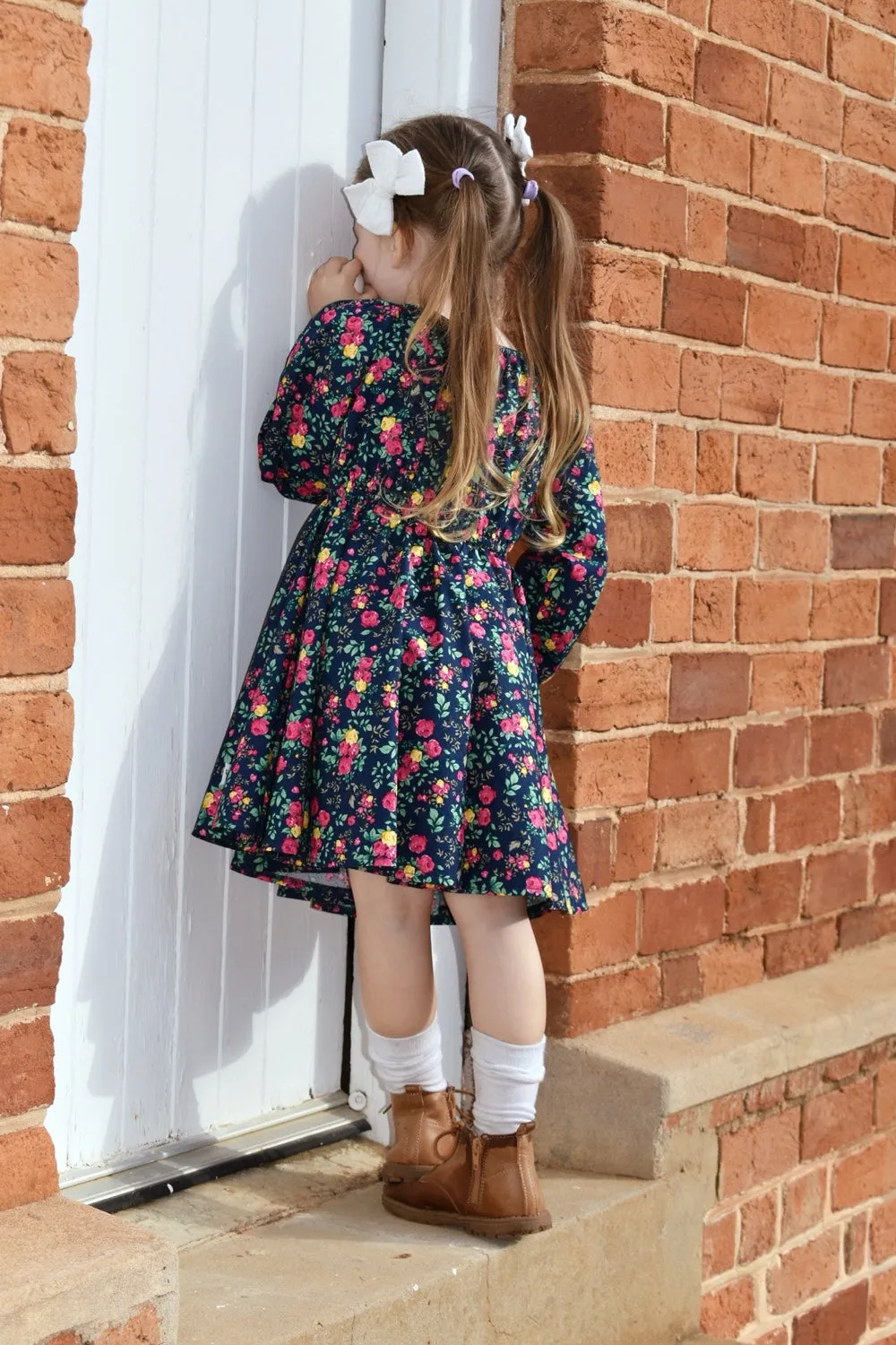 High Waisted Twirling Dress | Savannah Anne in Navy