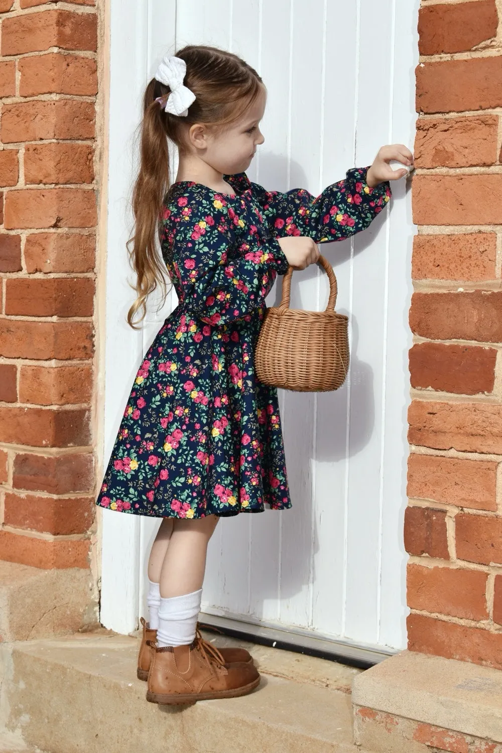 High Waisted Twirling Dress | Savannah Anne in Navy