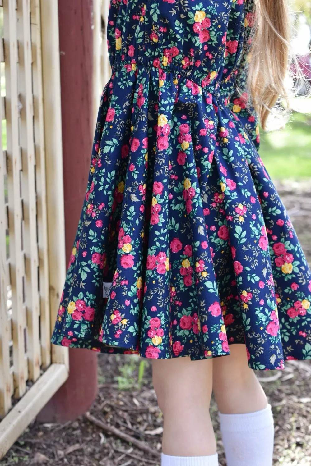 High Waisted Twirling Dress | Savannah Anne in Navy