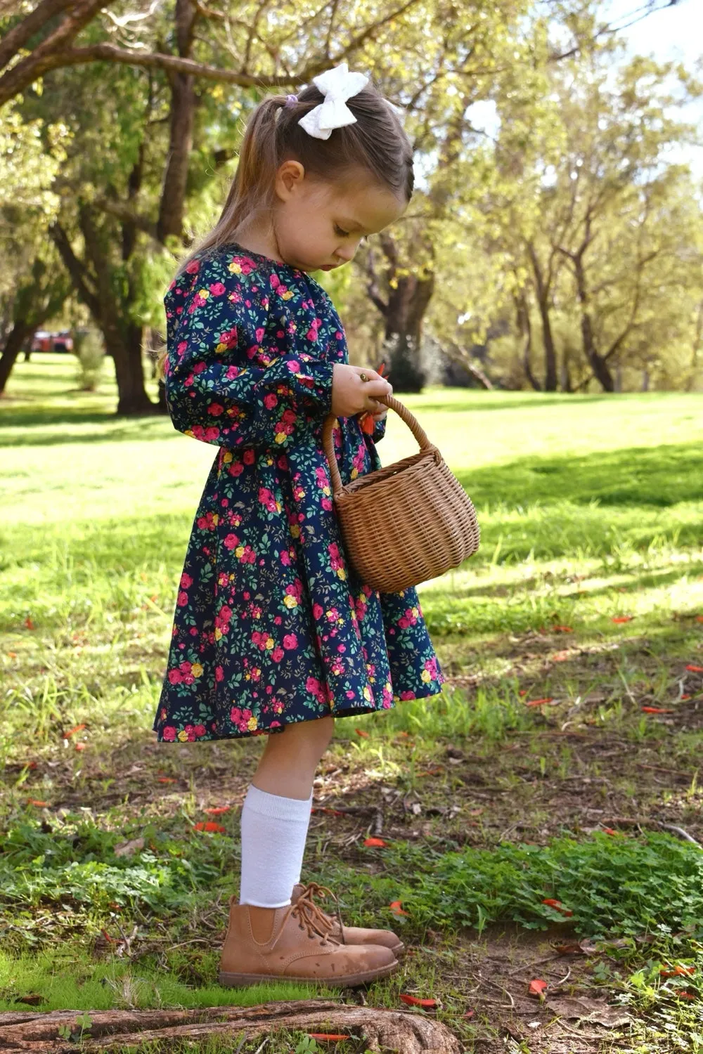 High Waisted Twirling Dress | Savannah Anne in Navy