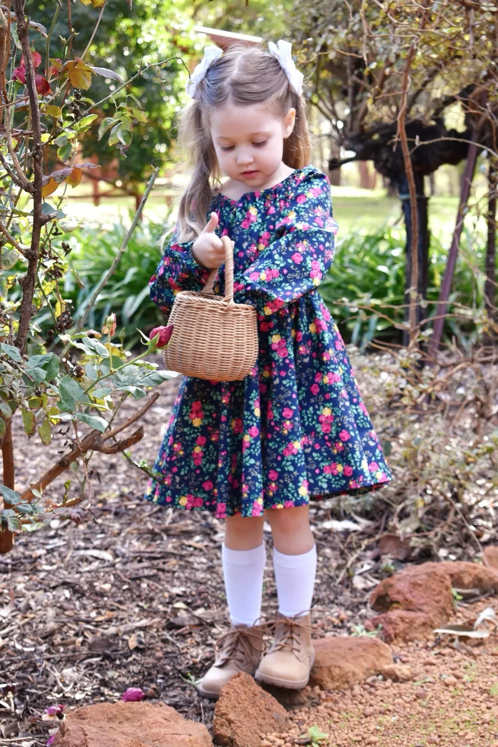 High Waisted Twirling Dress | Savannah Anne in Navy