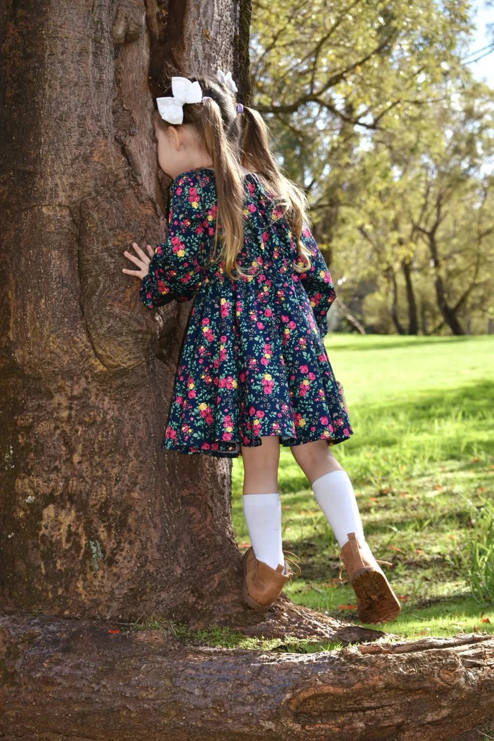 High Waisted Twirling Dress | Savannah Anne in Navy