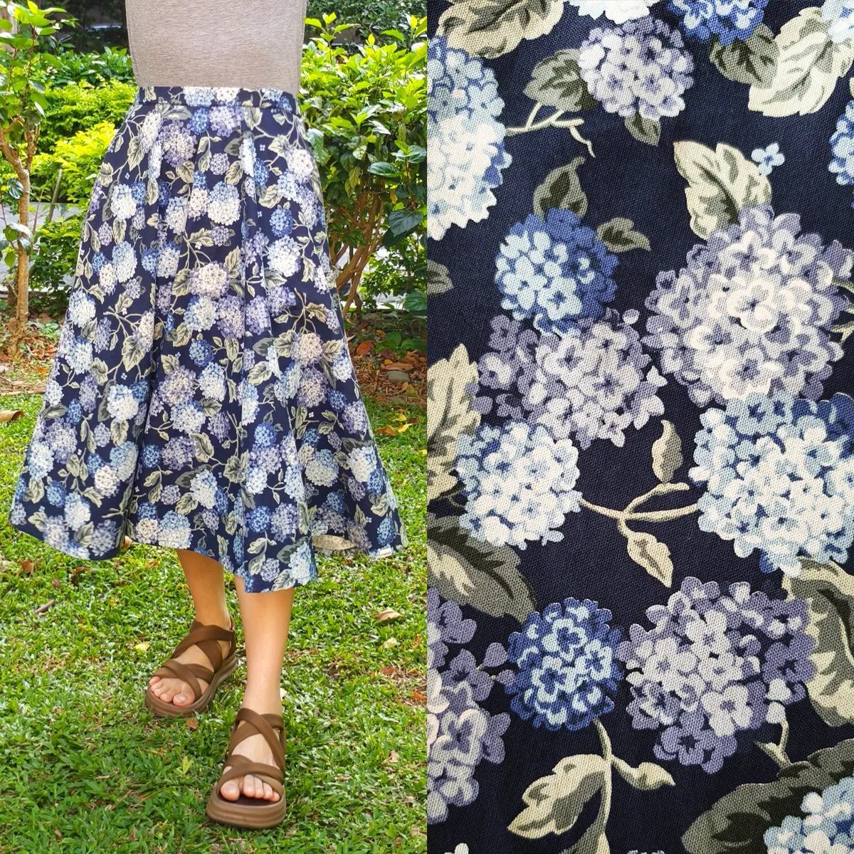 Hydrangea Sea (Thick Fabric) -Handmade Circle Skirt