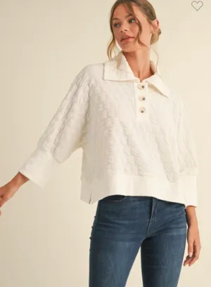 Ivory Textured Collared Top