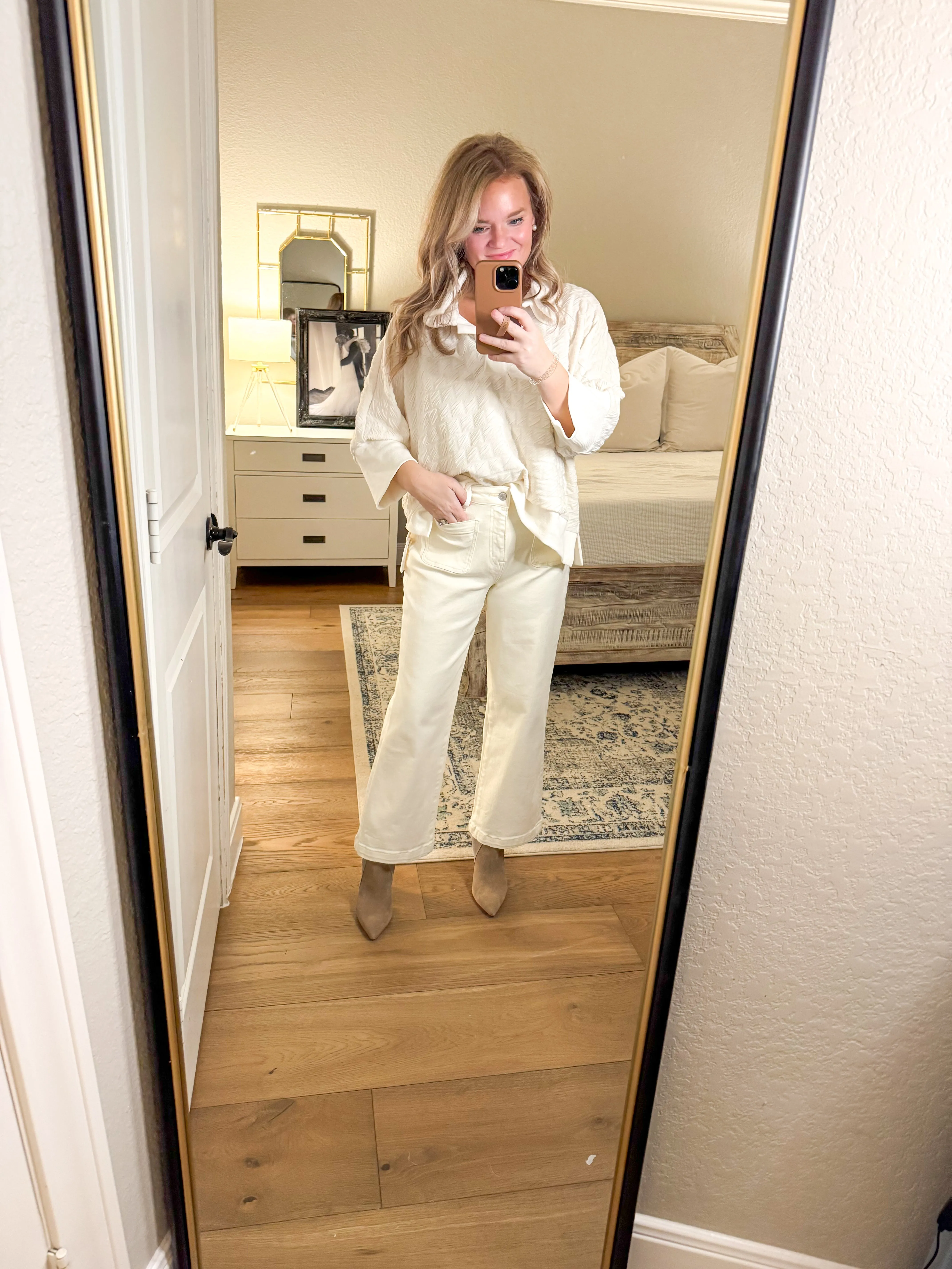 Ivory Textured Collared Top