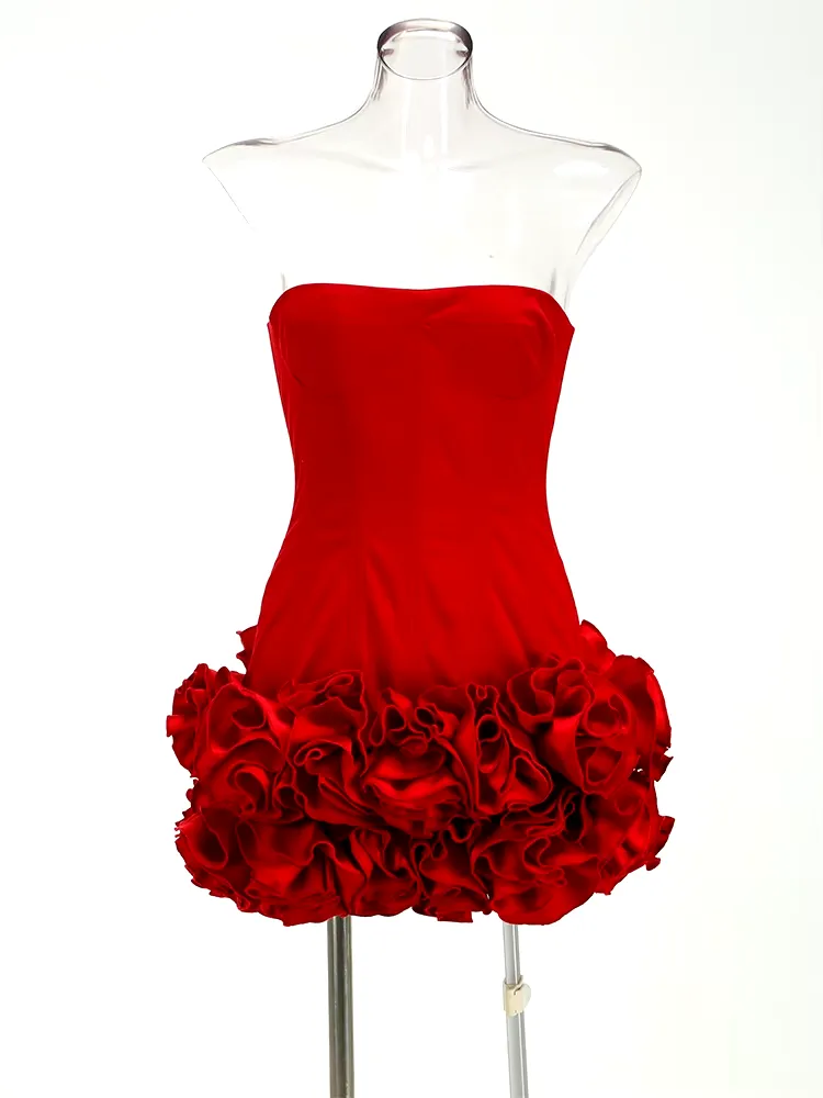 JazzHer Cute Sheath Strapless Burgundy Black Girl Homecoming Dresses Short Hoco Dress (PRE-ORDER)