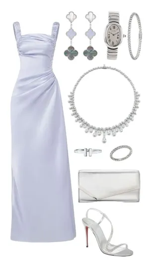 JazzHer Elegant Sheath Straps Lilac Silver Beads Long Prom Dresses Formal Dress (PRE-ORDER)