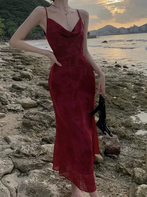 JazzHer Gorgeous Sheath Spaghetti Straps Burgundy Evening Dress Prom Dresses Birthday Outfits (PRE-ORDER)