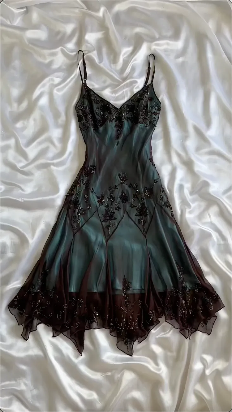 JazzHer Modest Sheath Spaghetti Straps Chiffon Prom Dresses Evening Dress With Beads (PRE-ORDER)