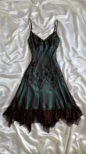 JazzHer Modest Sheath Spaghetti Straps Chiffon Prom Dresses Evening Dress With Beads (PRE-ORDER)