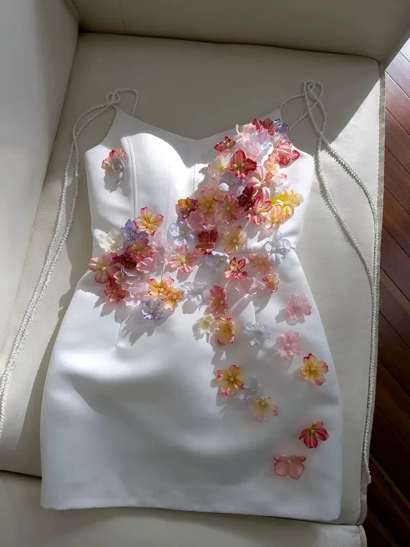 JazzHer Sexy Sheath Spaghetti Straps Flowers Homecoming Dresses Birthday Outfits (PRE-ORDER)