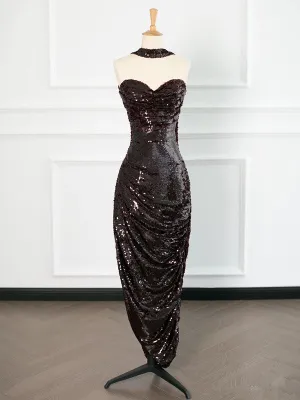 JazzHer Sexy Sheath Strapless Sequin Prom Dresses Party Evening Dress With Ruffles (PRE-ORDER)
