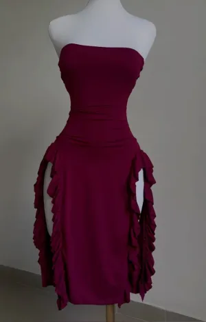 JazzHer Sexy Sheath Strapless Slit Prom Dresses Homecoming Dress (PRE-ORDER)