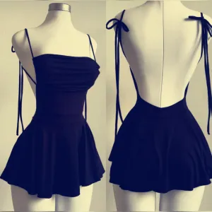 JazzHer Simple Sheath Straps Black Short Homecoming Dresses st Birthday Outfit (PRE-ORDER)