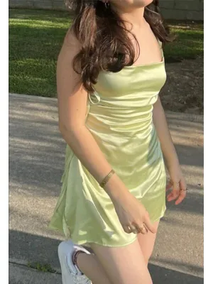 JazzHer th Birthday Outfit Sexy Green Spaghetti Straps Mini Short Homecoming Dresses (PRE-ORDER)