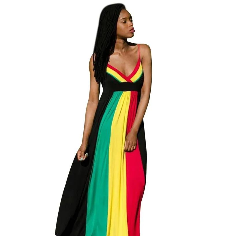 JECKSION Womens Long Dress 2016 Fashion High Waist Sexy Halter Mixed Colors With Chest Pad Dress #LSIN