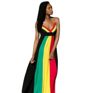 JECKSION Womens Long Dress 2016 Fashion High Waist Sexy Halter Mixed Colors With Chest Pad Dress #LSIN