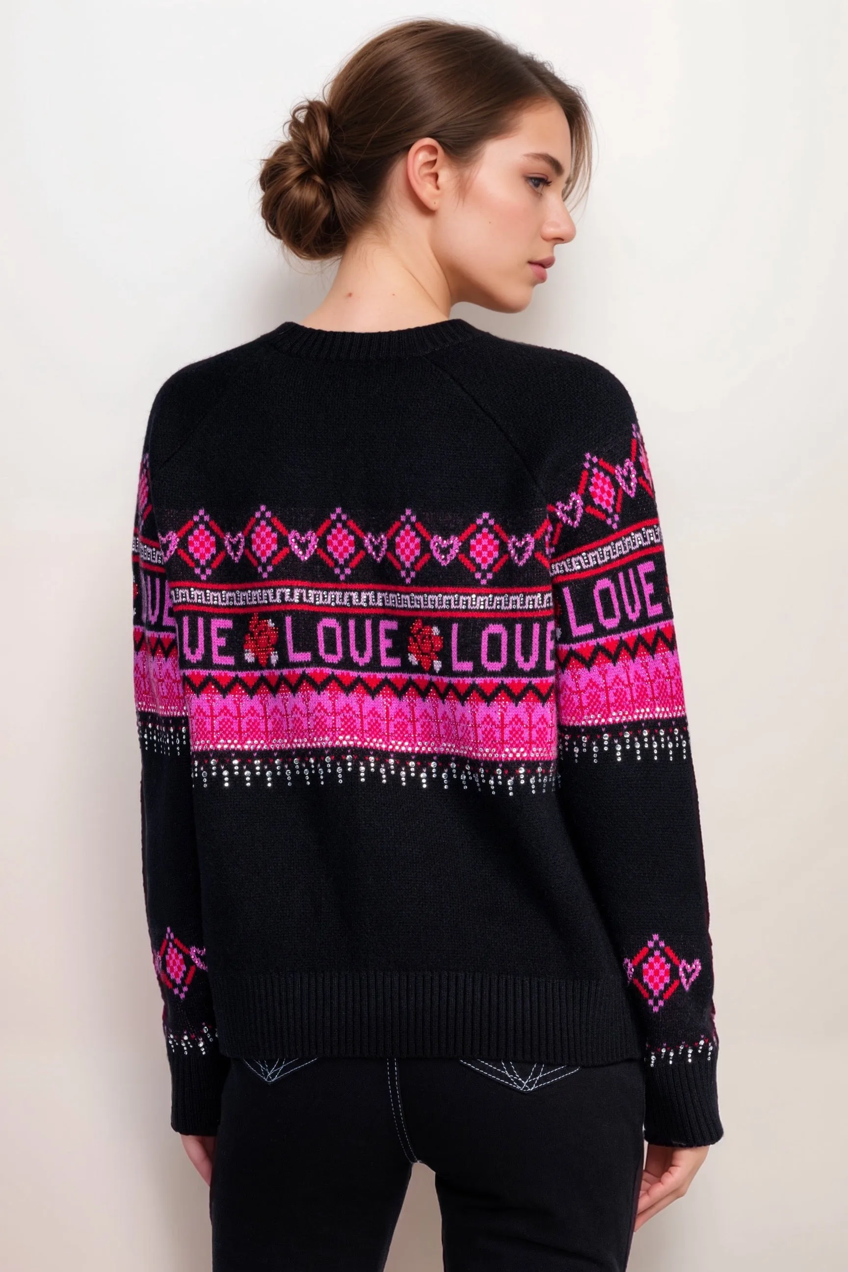Johnny Was Black Rosey The Fairisle Pullover Top M67524