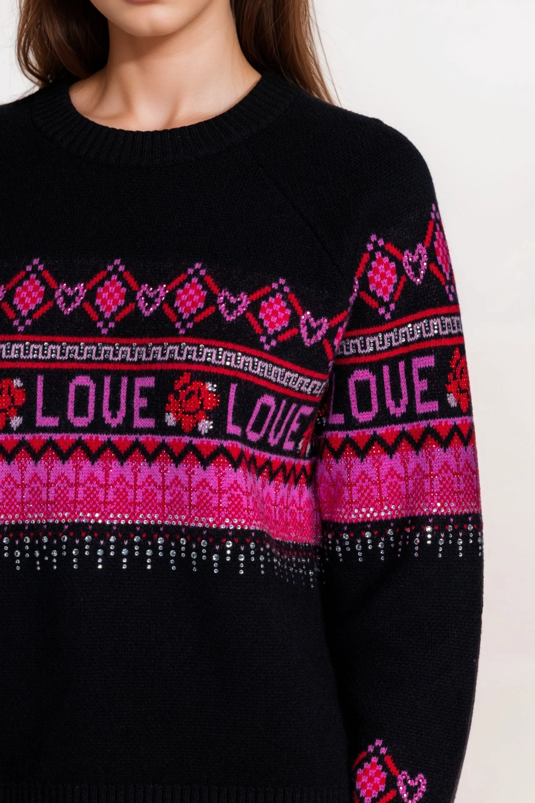 Johnny Was Black Rosey The Fairisle Pullover Top M67524