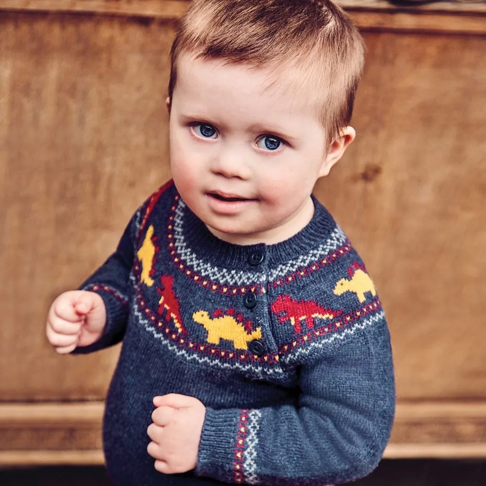 Jojo Maman Bebe Kids Navy Dinosaur Fair Isle Sweaters