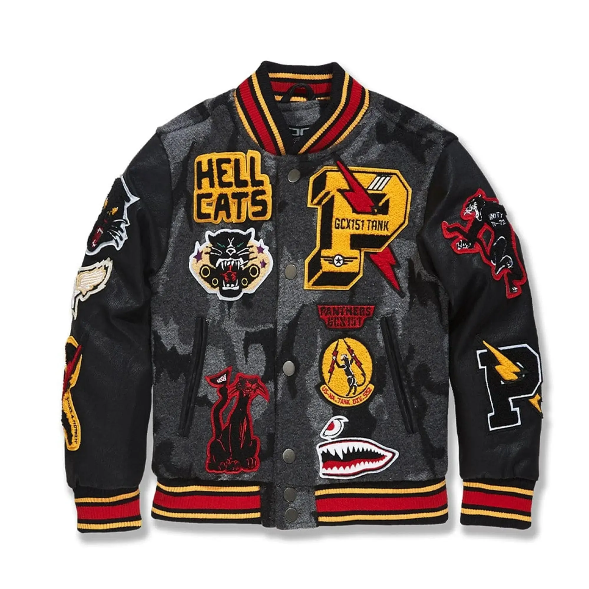 Jordan Craig Men Hellcat Varsity Jackets (Black Camo)