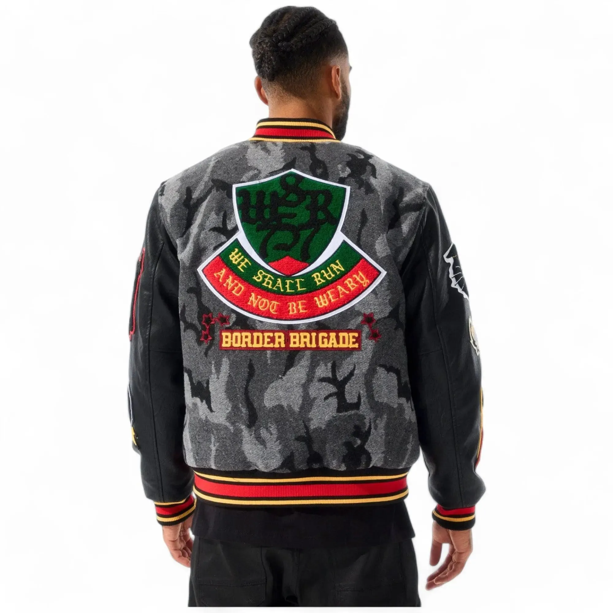 Jordan Craig Men Hellcat Varsity Jackets (Black Camo)