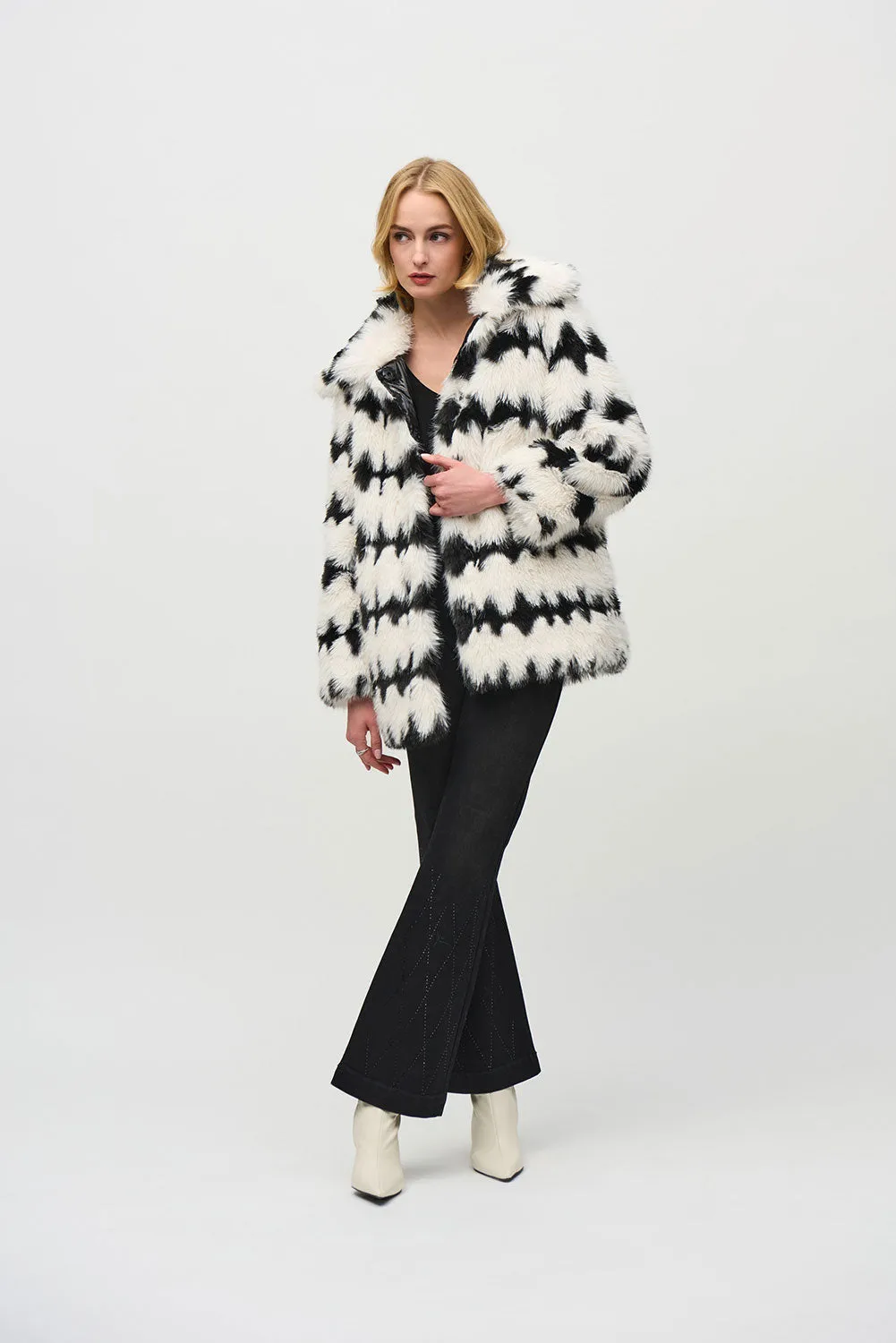 Joseph Ribkoff Reversible Faux Fur Coat Jr244900
