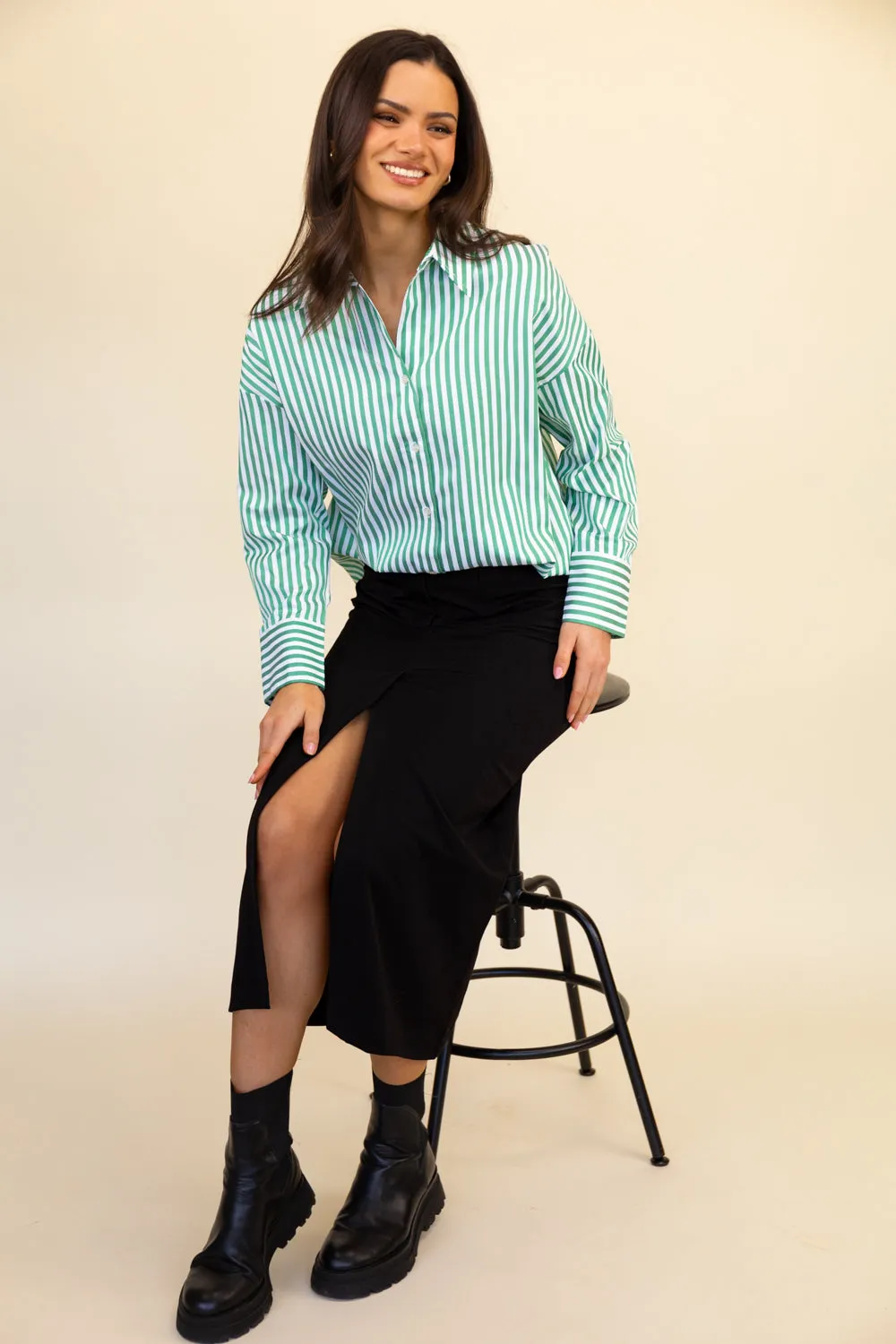 Josie High Waisted Slit Black Skirt